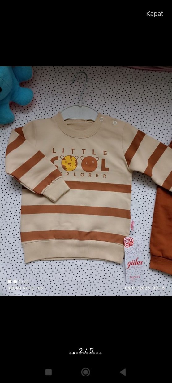 Uzun Kollu Kahverengi Erkek Bebek Takımı - Görsel 3