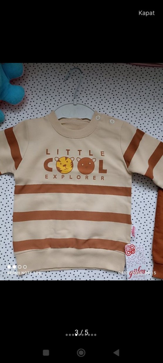 Uzun Kollu Kahverengi Erkek Bebek Takımı - Görsel 2