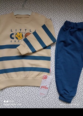 Mavi Çizgili Uzun Kollu Erkek Bebek Takım - Görsel 6