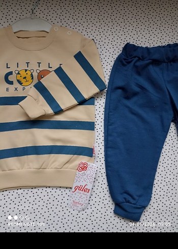 Mavi Çizgili Uzun Kollu Erkek Bebek Takım - Görsel 2