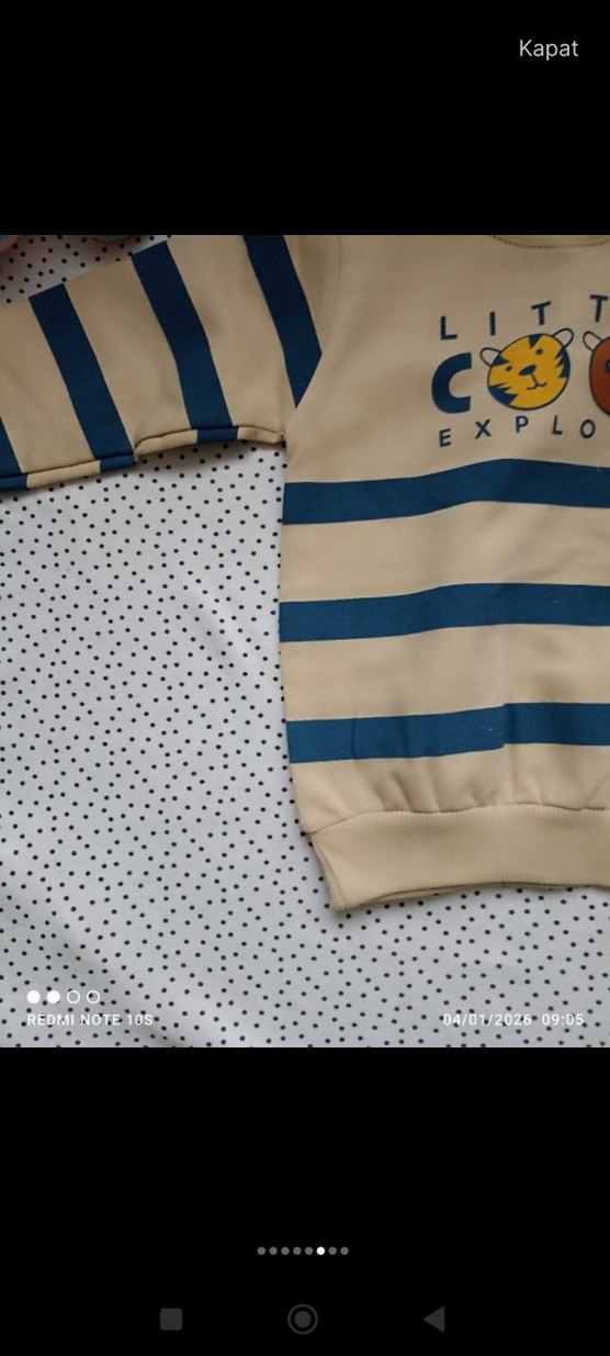 Mavi Çizgili Uzun Kollu Erkek Bebek Takım - Görsel 4