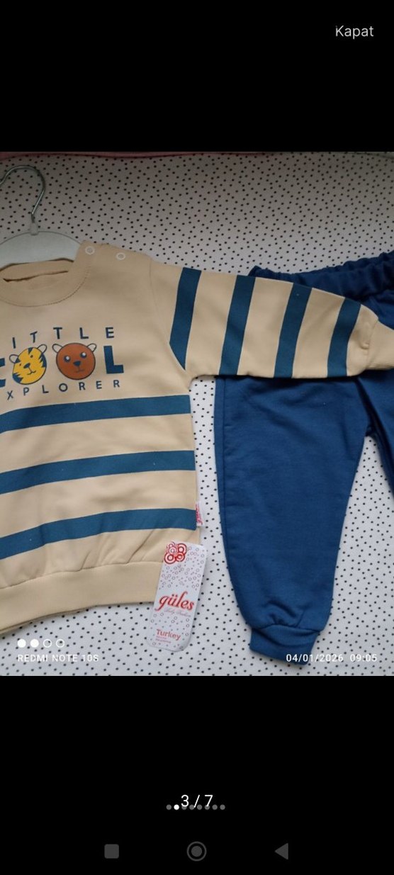 Mavi Çizgili Uzun Kollu Erkek Bebek Takım - Görsel 5