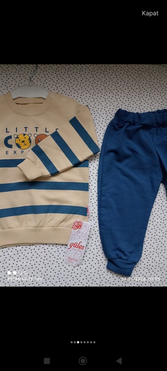 Mavi Çizgili Uzun Kollu Erkek Bebek Takım - Görsel 2