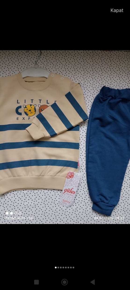 Mavi Çizgili Uzun Kollu Erkek Bebek Takım - Görsel 3