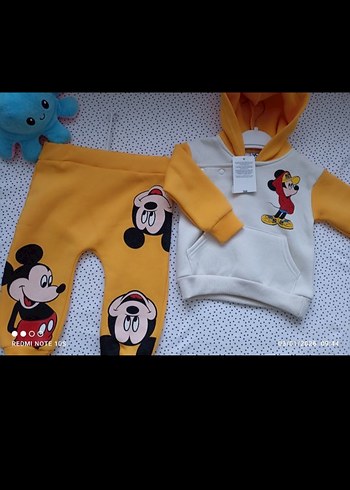 Renkli Baskılı Erkek Bebek Kapüşonlu Takım - Görsel 2