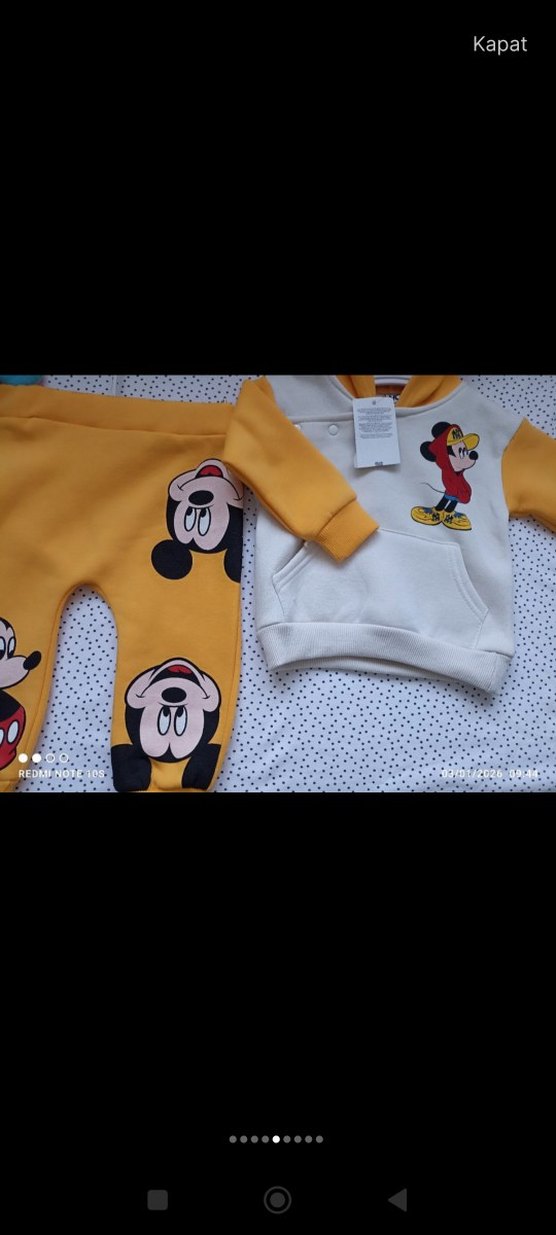 Renkli Baskılı Erkek Bebek Kapüşonlu Takım - Görsel 3