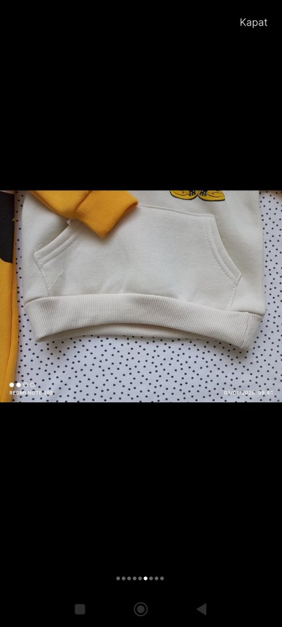 Renkli Baskılı Erkek Bebek Kapüşonlu Takım - Görsel 4