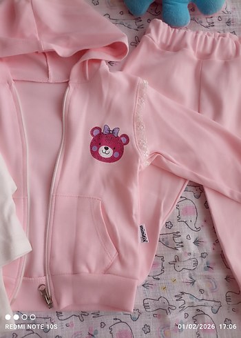 Pembe Bebek Kız Takımı, Fermuarlı, Uzun Kollu üçlü takım - Görsel 5
