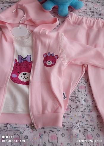 Pembe Bebek Kız Takımı, Fermuarlı, Uzun Kollu üçlü takım - Görsel 2
