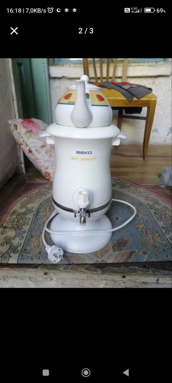 Beyaz Çiçek Desenli Elektrikli Çaydanlık - Görsel 2