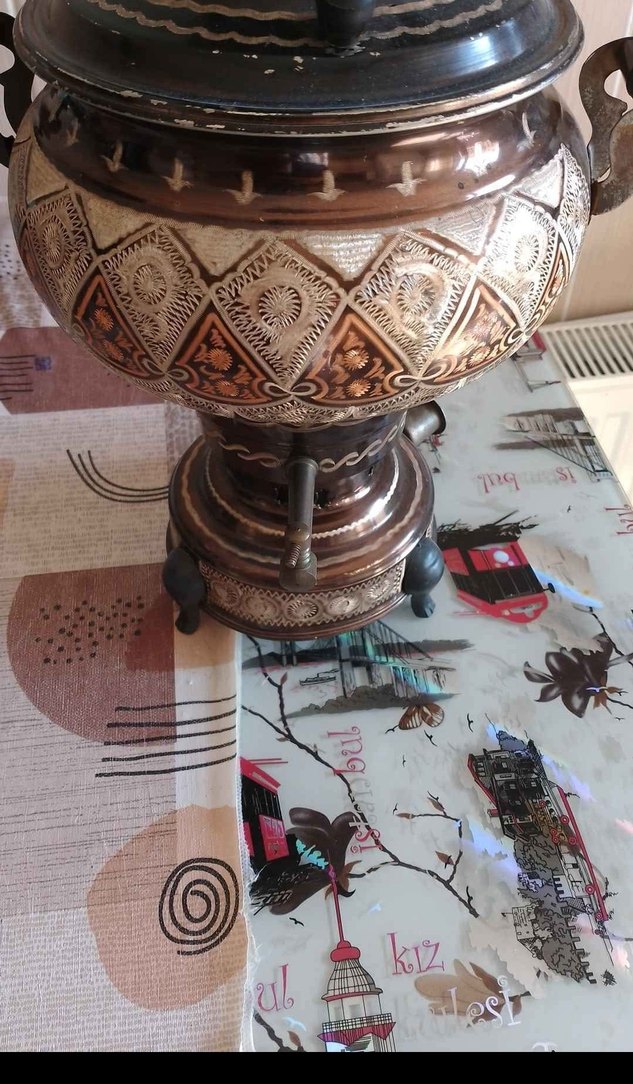 İşlemeli Bakır semaver - Görsel 2