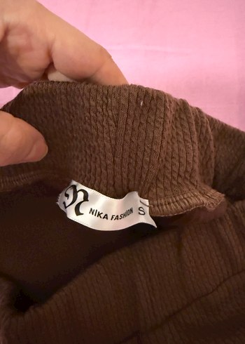 Kahverengi Örgü dokulu Tayt - Görsel 2