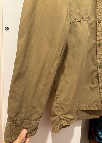 Askeri Renk  Erkek Gömlek Uzun Kollu Rahat Kesim - Görsel 4