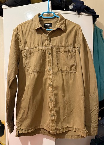 Askeri Renk  Erkek Gömlek Uzun Kollu Rahat Kesim - Görsel 2