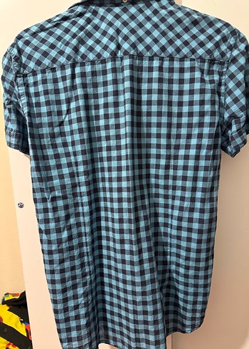 Erkek Mavi Kareli Kısa Kollu Gömlek S - Görsel 2