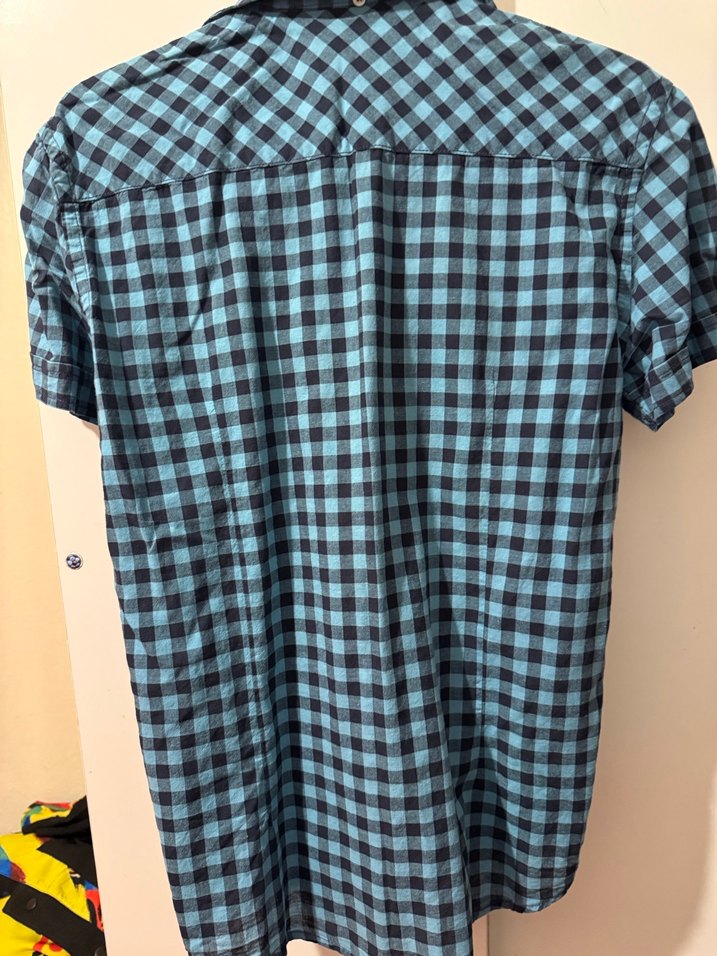 Erkek Mavi Kareli Kısa Kollu Gömlek S - Görsel 2