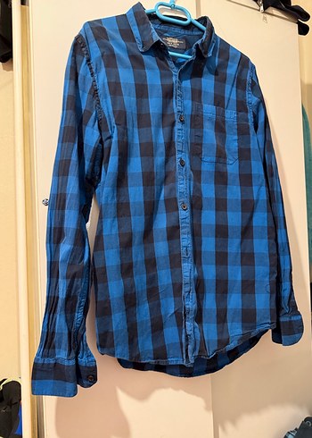 Erkek Mavi Pull&Bear Kareli Denim Gömlek M beden - Görsel 5