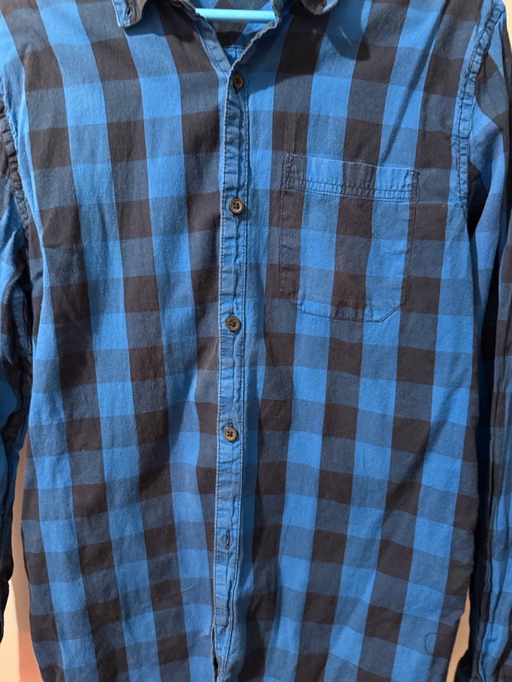 Erkek Mavi Pull&Bear Kareli Denim Gömlek M beden - Görsel 3