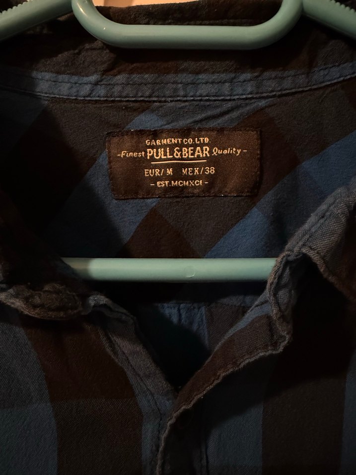 Erkek Mavi Pull&Bear Kareli Denim Gömlek M beden - Görsel 2