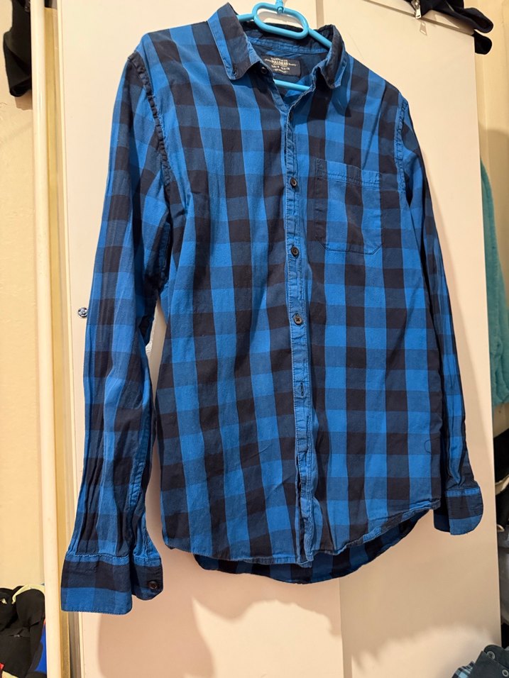 Erkek Mavi Pull&Bear Kareli Denim Gömlek M beden - Görsel 5