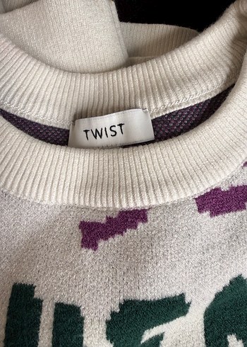 Renkli Yazılı Desenli Kadın Triko Sweatshirt - Görsel 4