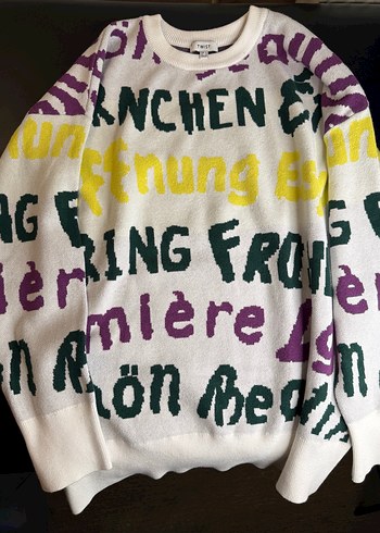 Renkli Yazılı Desenli Kadın Triko Sweatshirt - Görsel 6