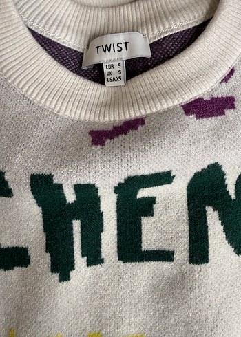 Renkli Yazılı Desenli Kadın Triko Sweatshirt - Görsel 7