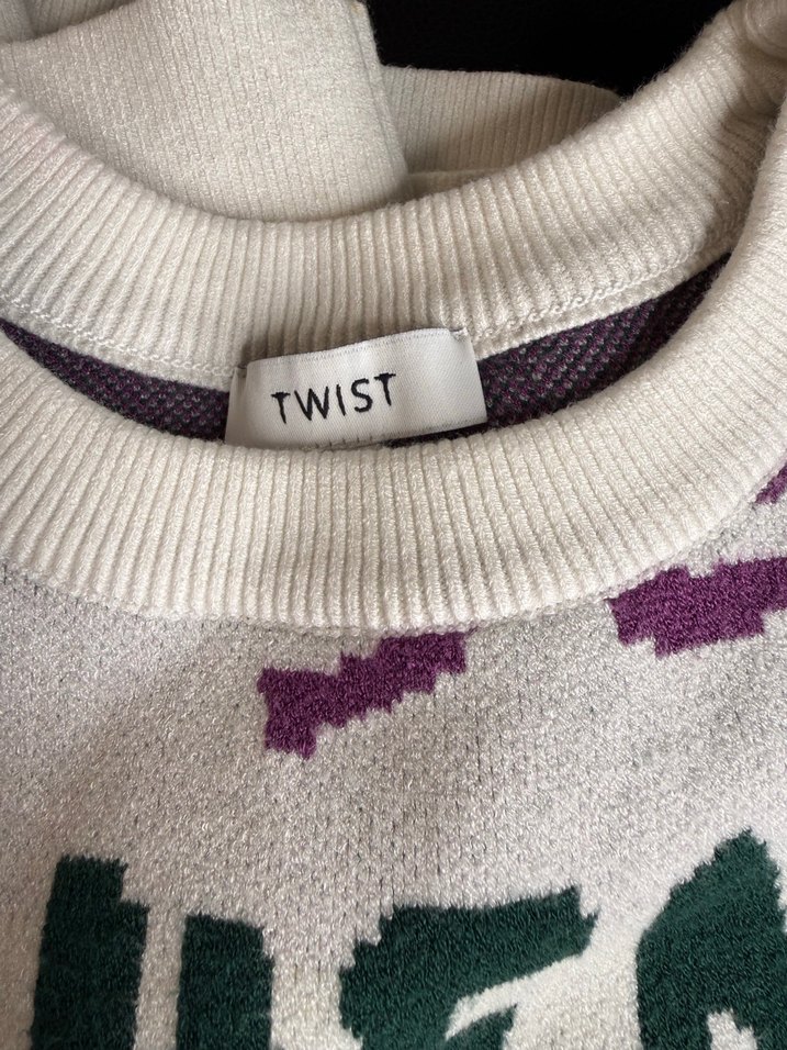 Renkli Yazılı Desenli Kadın Triko Sweatshirt - Görsel 4