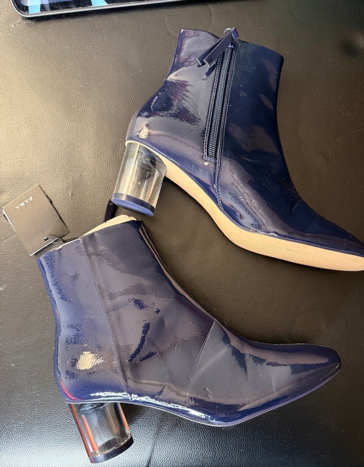Parlak Mavi Cam Topuklu Kadın Bot ZARA 37 - Görsel 5