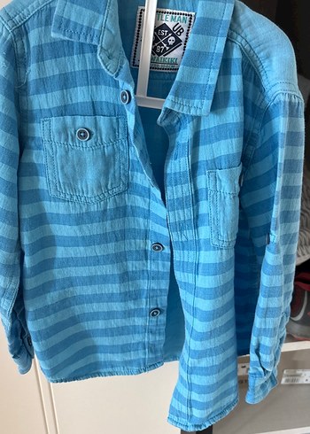 Erkek Çocuk Mavi Denim Uzun Kollu Gömlek