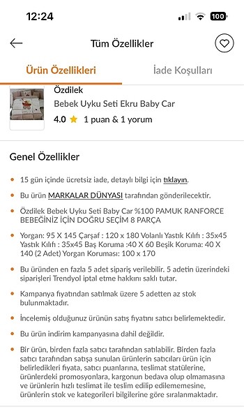 Beden Renk Özdilek bebek uyku seti