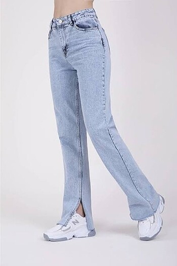 Yırtmaçlı buz mavisi jean 34 beden