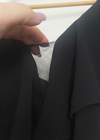 44 Beden siyah Renk Siyah Midi Volanlı V Yakalı abiye