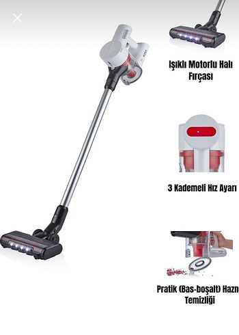 Gri Kablosuz Dik Süpürge - Görsel 4