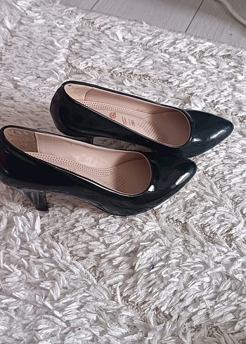 Siyah Rugan Stiletto  Kadın Ayakkabı - Görsel 2