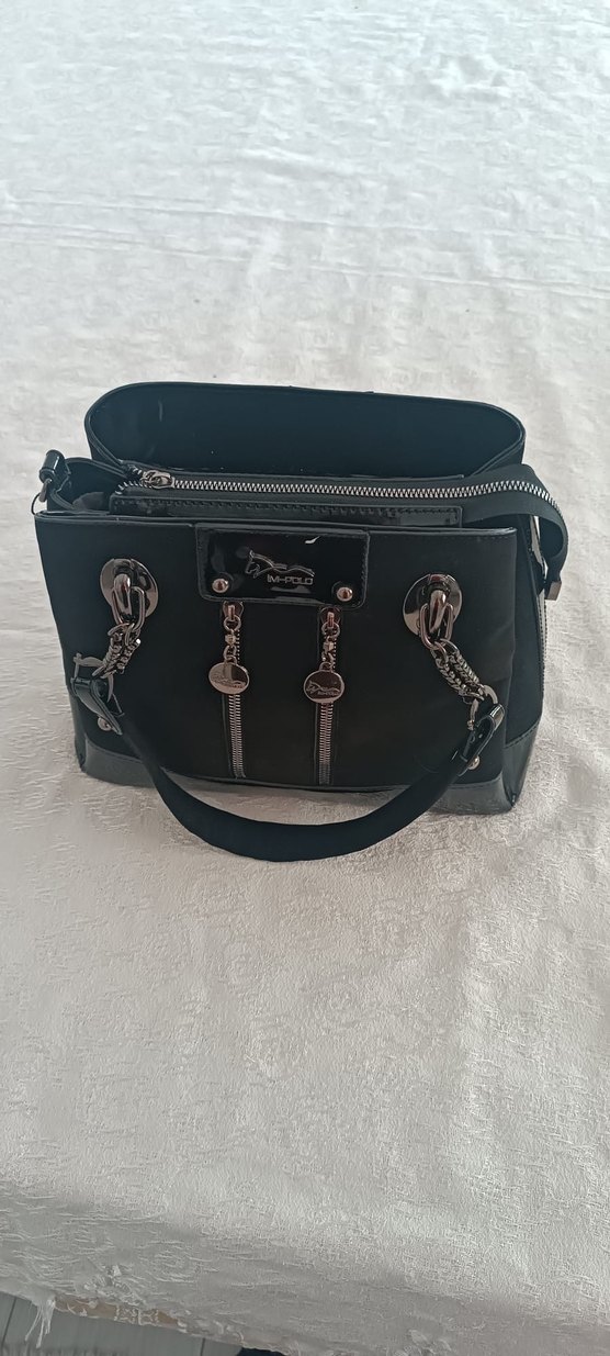 Siyah Deri detaylı  Kabartmalı Klasik Kadın Çanta - Görsel 2