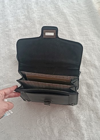 Gri Deri Rock Punk Tokalı Çanta - Görsel 3