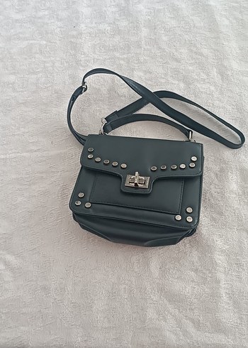 Gri Deri Rock Punk Tokalı Çanta - Görsel 2