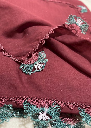 Bordo Dantel Detaylı Bohem Kadın yazma - Görsel 2