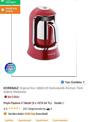 Korkmaz sıfır kutulu kahve makinası - Görsel 2