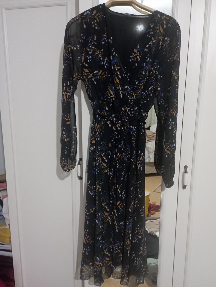 Uzun Kollu Siyah Desenli Bohem Elbise marka temsilidir - Görsel 2