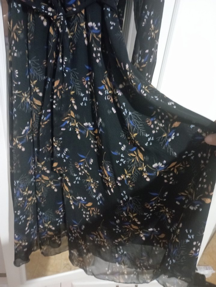 Uzun Kollu Siyah Desenli Bohem Elbise marka temsilidir - Görsel 4