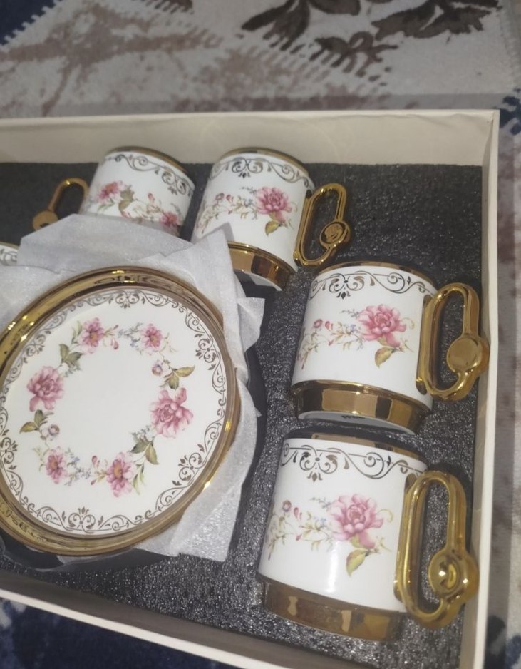 Diger Beyaz Çiçek Desenli Klasik Fincan Takımı - Görsel 3