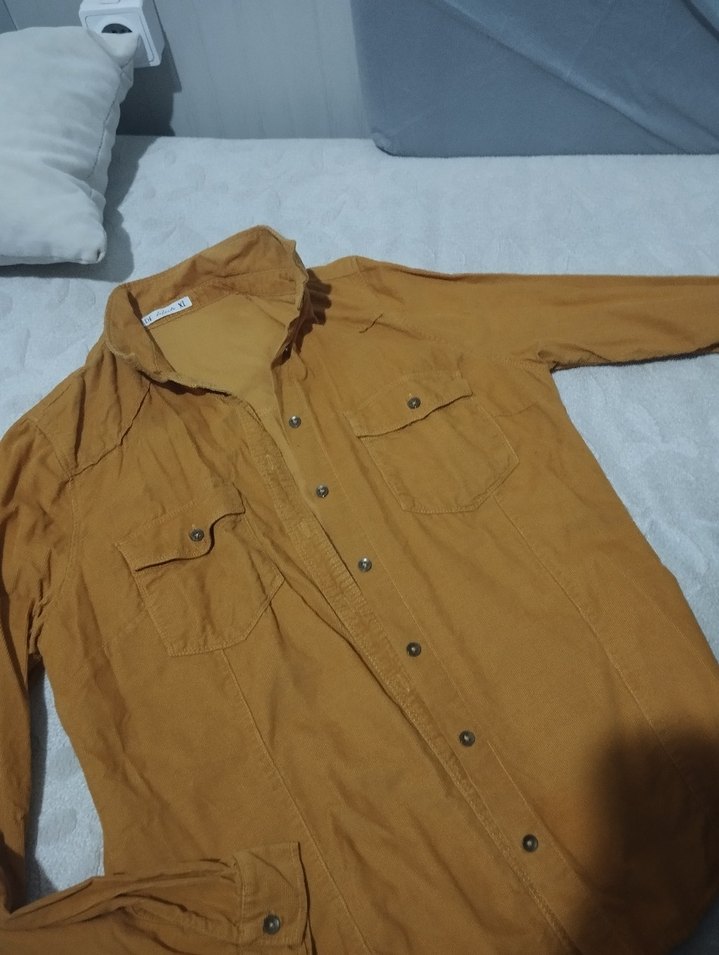 Düğmeli Kadın Süet Gömlek - Görsel 3