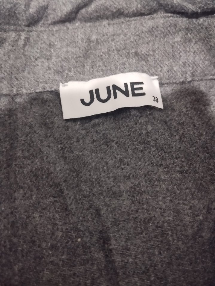 Gri Nakışlı Keten Gömlek - Görsel 4