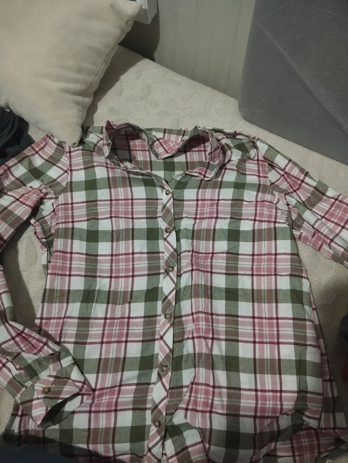 Kadın Çok Renkli Pamuklu Düğmeli Gömlek - Görsel 2