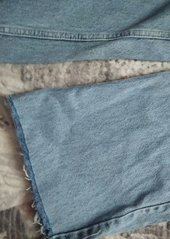 Kadın Mavi Midi Bol Kesim Kot Pantolon - Görsel 3