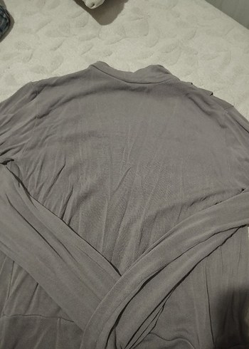 Gri Kadın Keten Balıkçı Yaka Bluz - Görsel 2