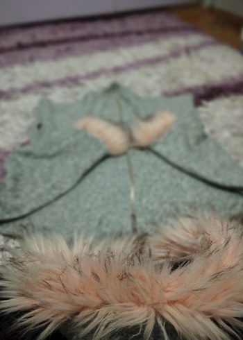 Gri Yünlü Kürklü Kadın Kış Montu - Görsel 5