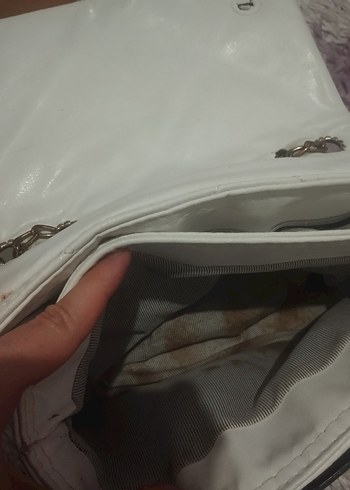 Zincir Detaylı Beyaz Kadın Çanta - Görsel 7